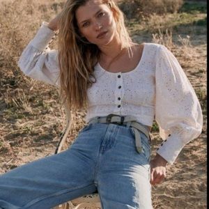 Free People Petunia Eyelet Crop Prairie Top